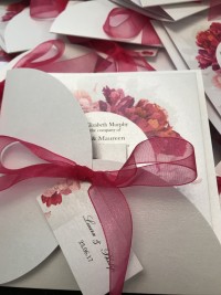 pink wedding invites in wallet with bow recycle rusty rustick invite pocket wedding invitation with hot foil designs at Invite Delight