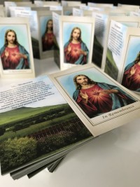 8 Double sacret heart scenic bespoke memorial card by Invite Delight at the cross memorials